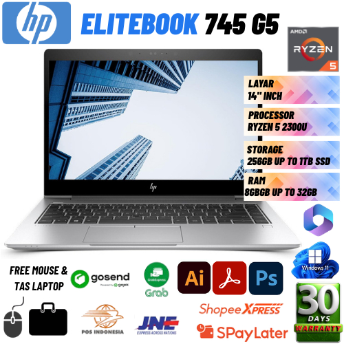 MULUS LAPTOP HP ELITBOOK 745 G5 RYZEN 5 PRO RAM 8GB/16GB SSD 256GB/512GGB/1TB SSD