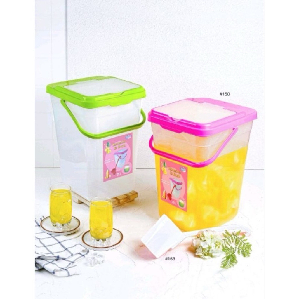 Tempat Es buah Prasmanan dengan gagang Toples Kontainer Es Buah 15 25 Liter Gayung Lovenia Fortuna