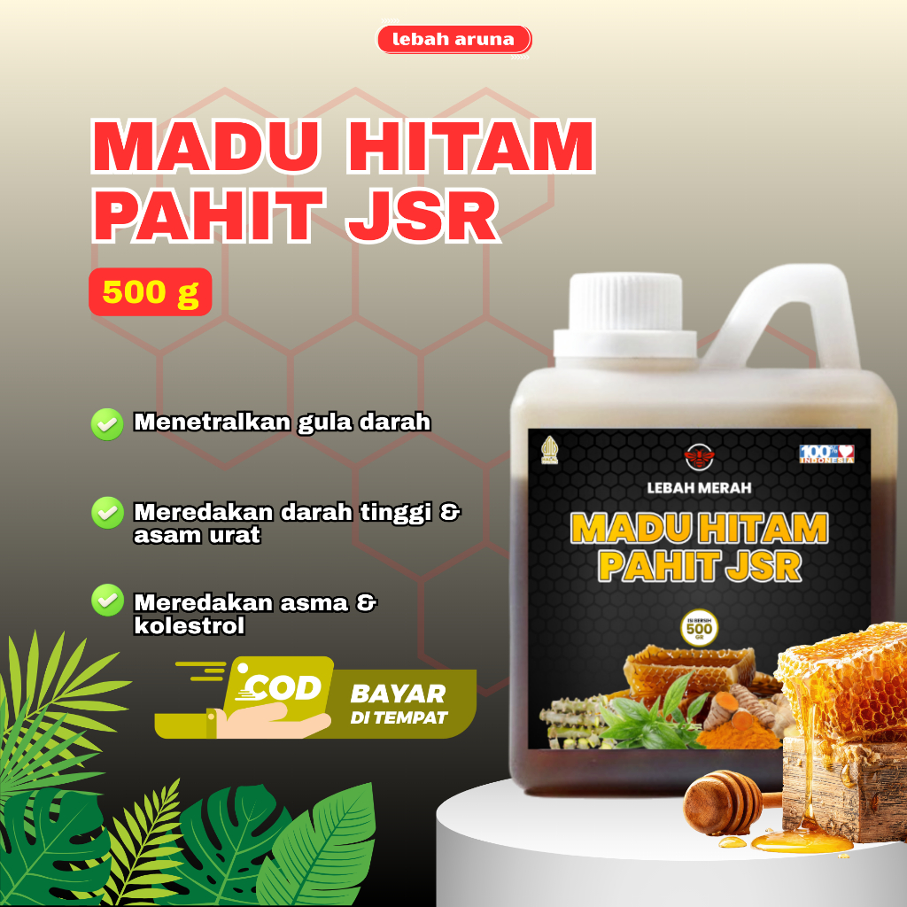 (ISI 500G) Madu Hitam Pahit JSR - Madu Herbal Efektif untuk Diabetes Asam Urat dan Kolesterol Cap Le