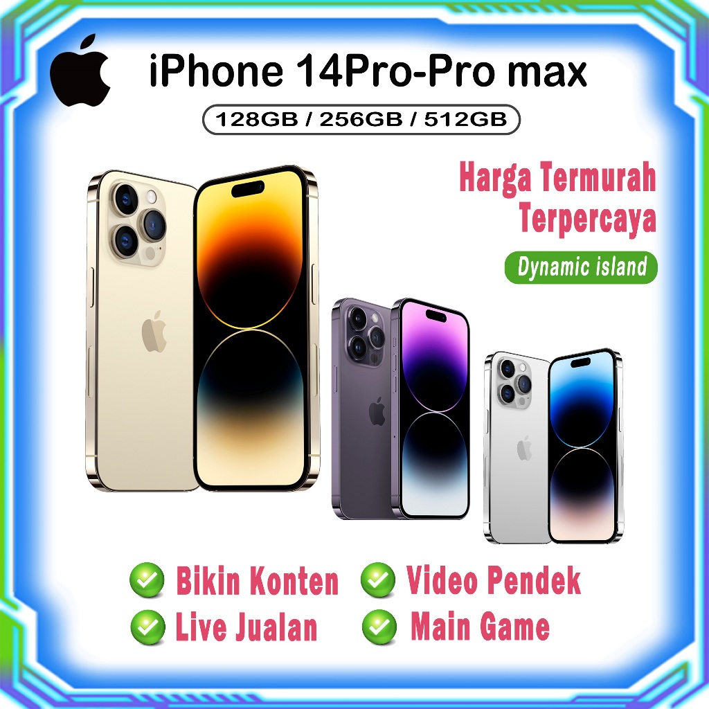 Harga turun iPhone 14 Pro Max/14 Pro Second Original Inter 128GB 256GB 100% Mulus fullset Kondisi Pe