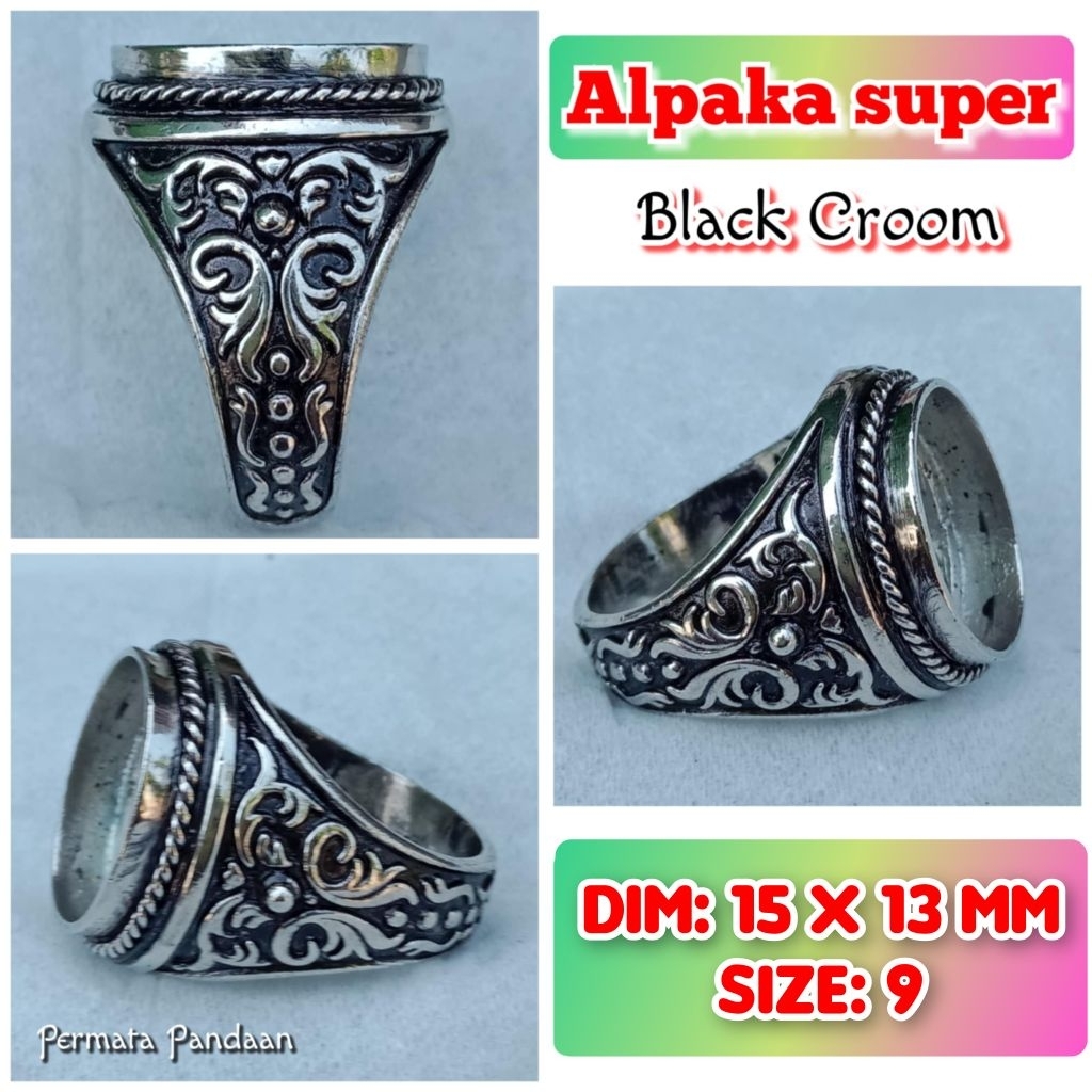 cincin emban batu akik batu permata alpaka super ukir Bali.95