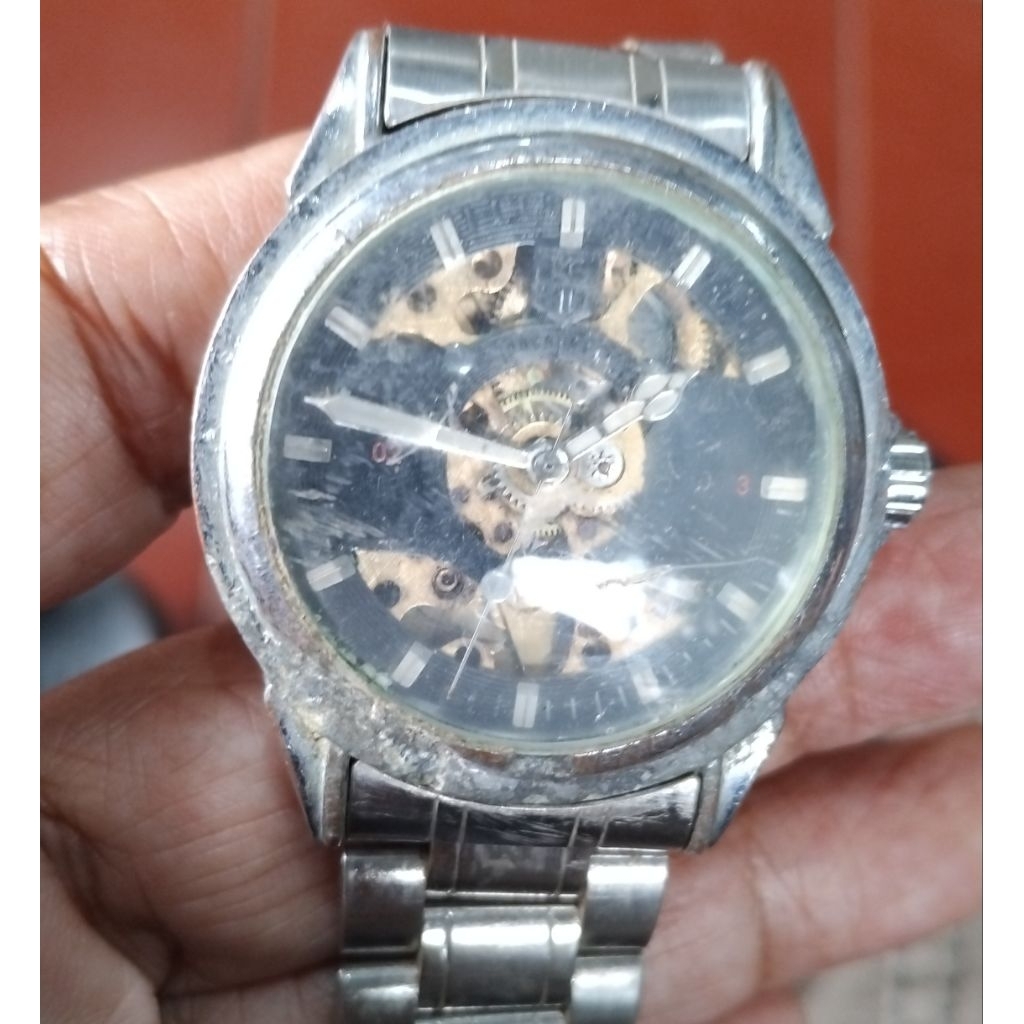 TAG HEUER, jam automatic off, bezel rusak, mesin utuh