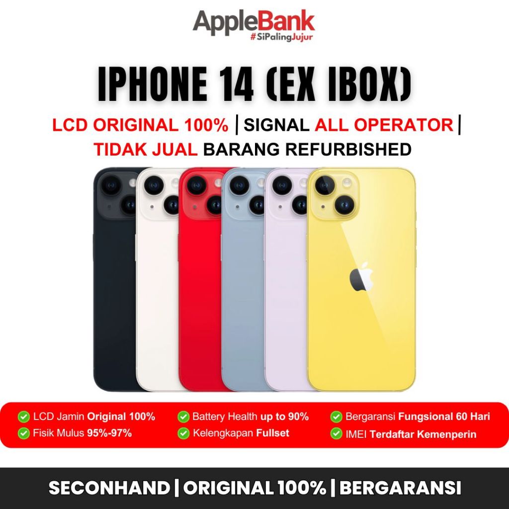 iPhone 14 128GB Garansi 60 Hari | Mulus | Fullset | Original 100% | No Rekondisi | Ex iBox