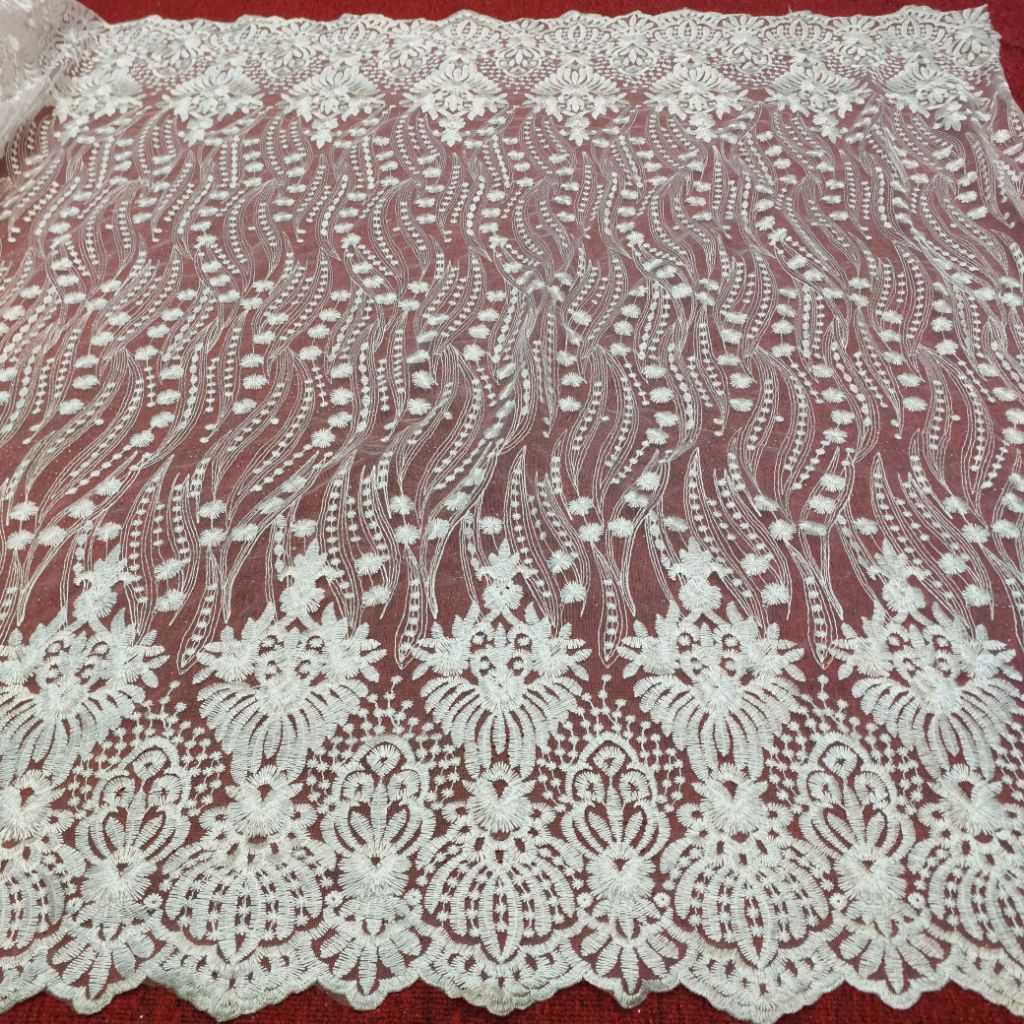 Kain tile bordir camical korea / Kain tile bordir camical korea motif terbaru