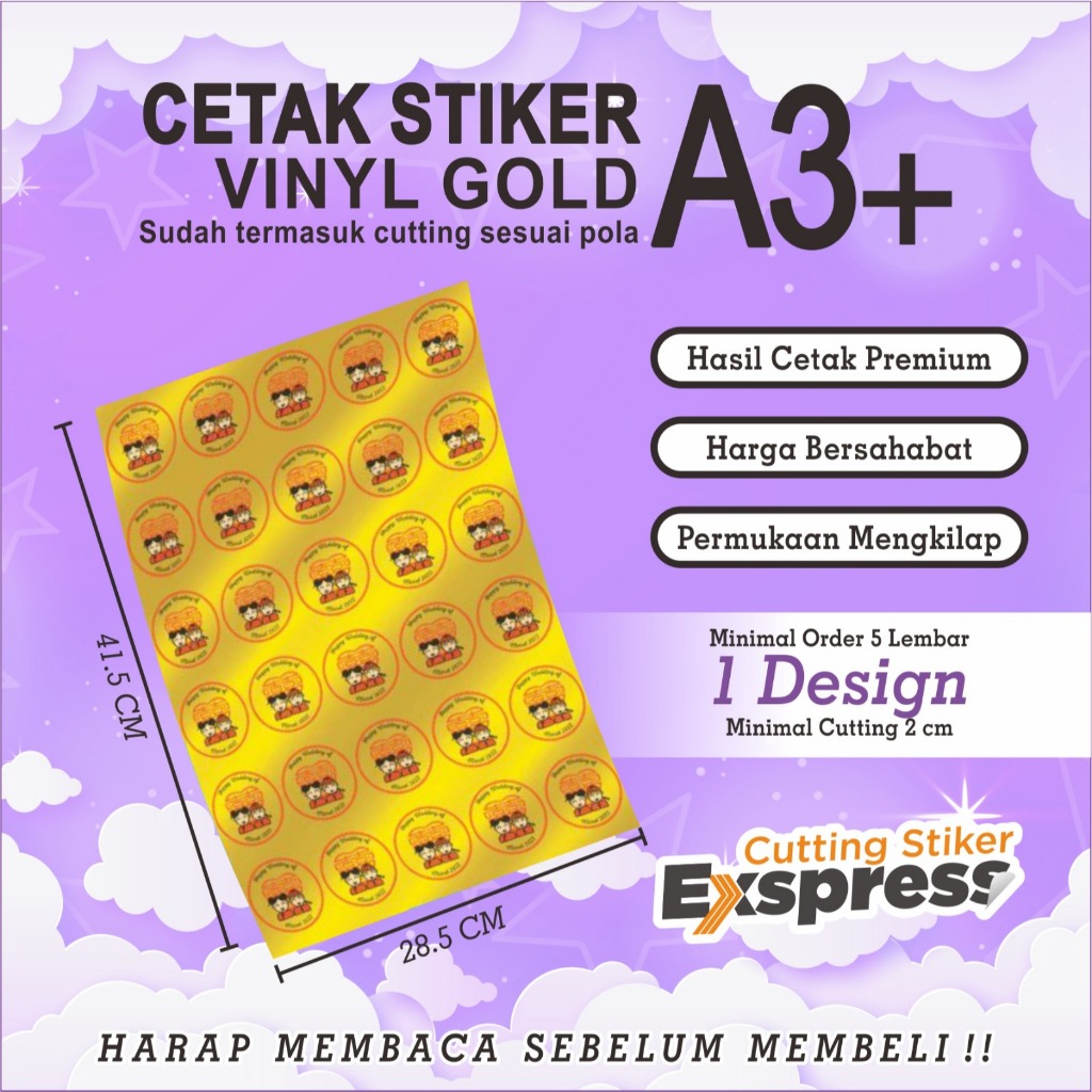 STICKER VINL GOLD A3+ TERMURAH  | STICKER LABEL KEMASAN