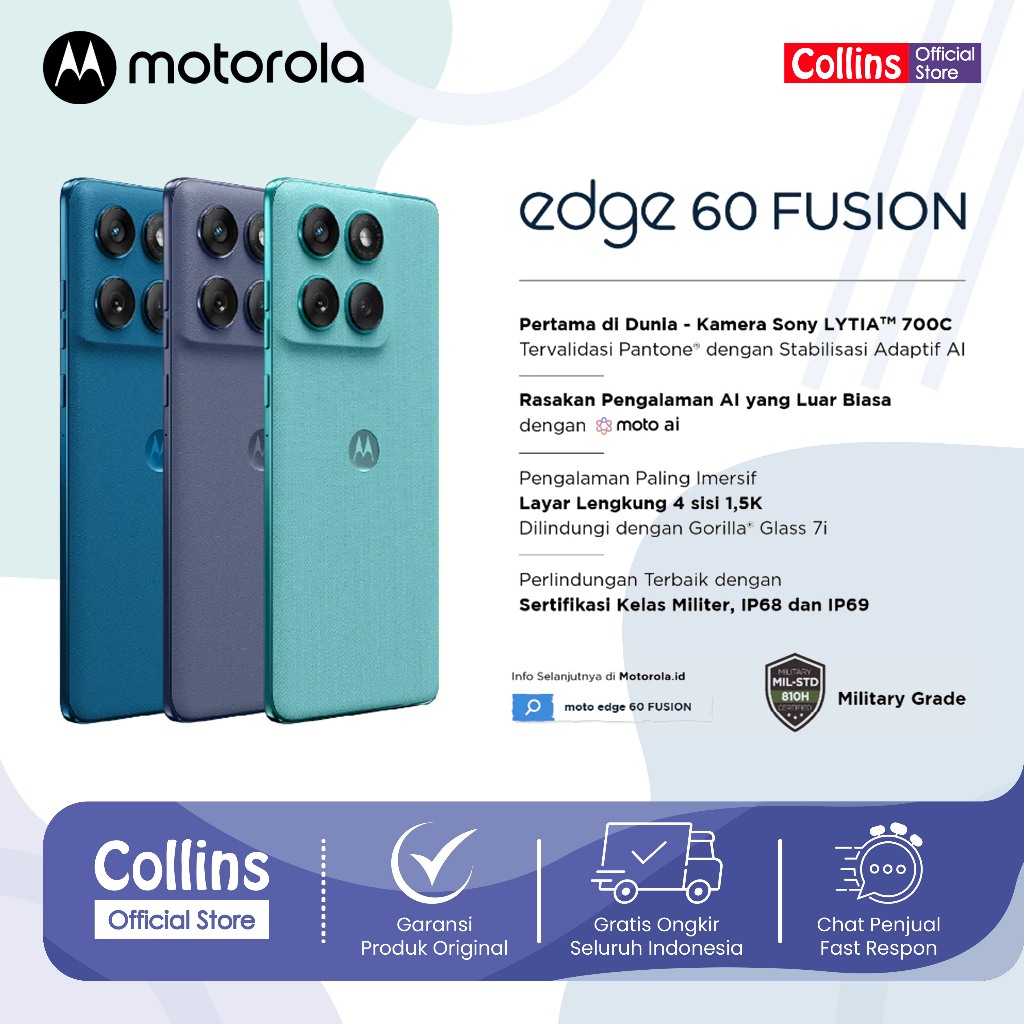 Motorola Edge 60 Fusion 5G 12/256GB - Moto AI - MTK Dimensity 7400 - 4500 nits - 6.7 inch 4D Curved 