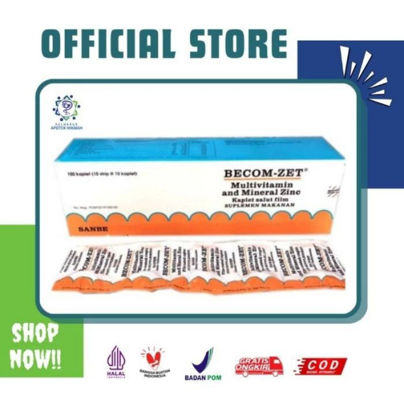 Multivitamin Becom-Zet 1 Strip 10 Kaplet - Suplemen Vitamin B, C, E, dan Zinc