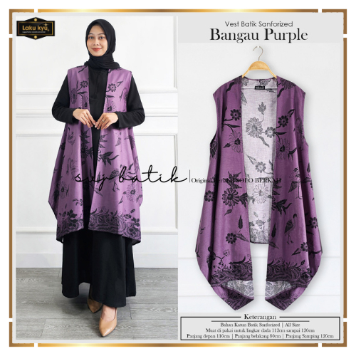 Batik Wanita Setelan Outer Vest Set Inner Dress Lengan Panjang Busui Atasan Batik Trend Modis Svj