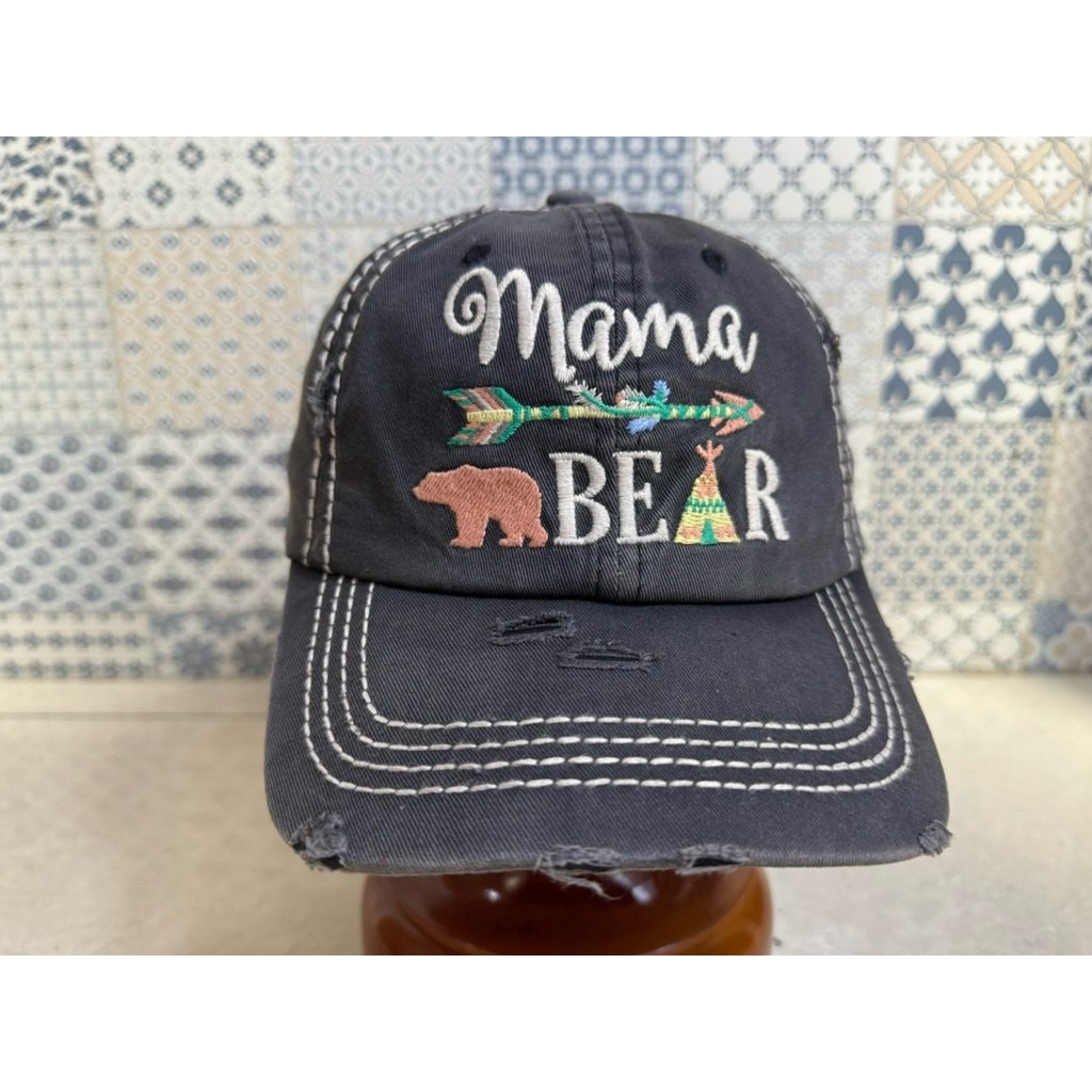 Topi Second Brand Branded Mama Bear Full Bordir Benang Tebal Ripped Caps
