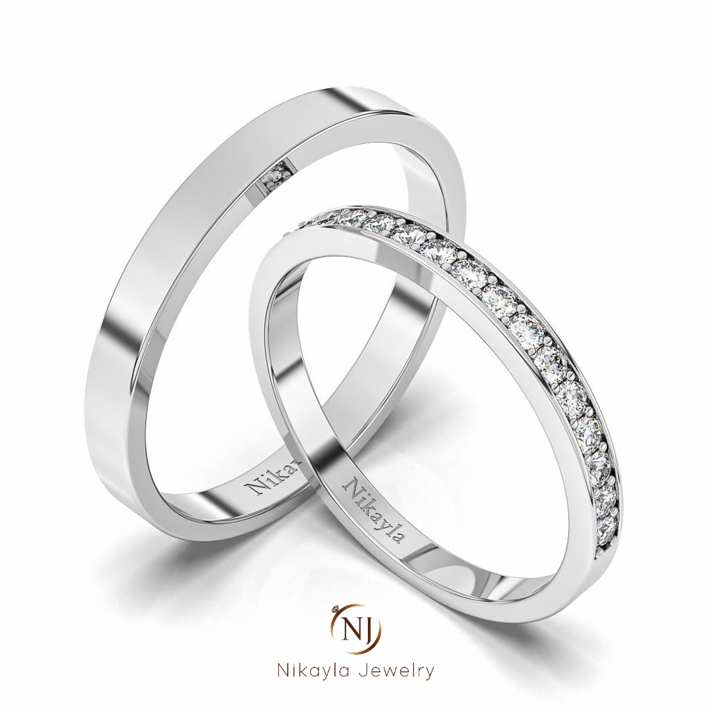Nikayla Jewery - Cincin Couple Palladium 1.5K Murni Elegan