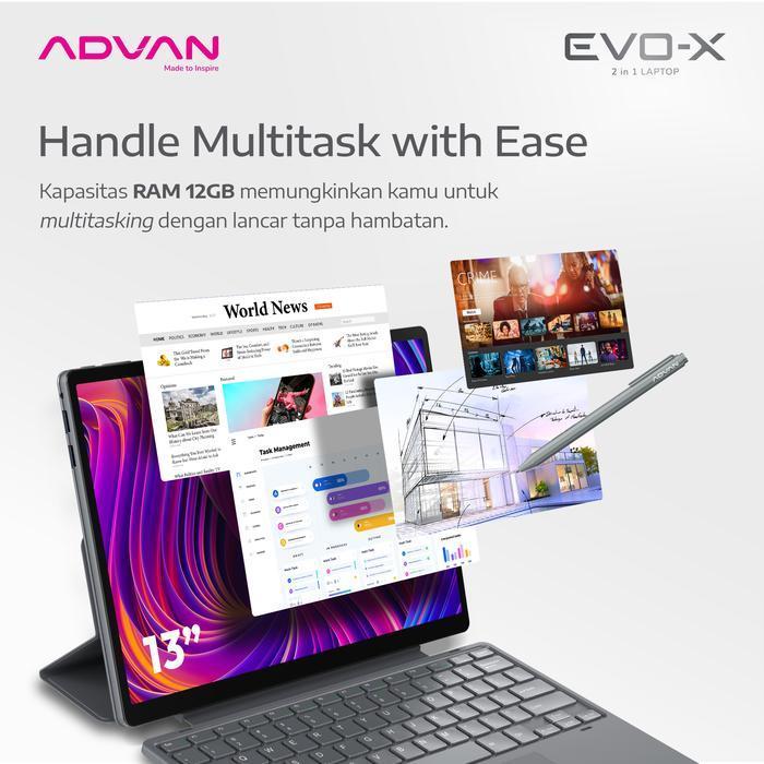 ADVAN EVO-X 13 (WINDOWS 11) * METAL GREY COLOR INTEL 6500Y UPTO 3.4 GHZ (2 CORE/4MB), DDR5 12 GB, SS