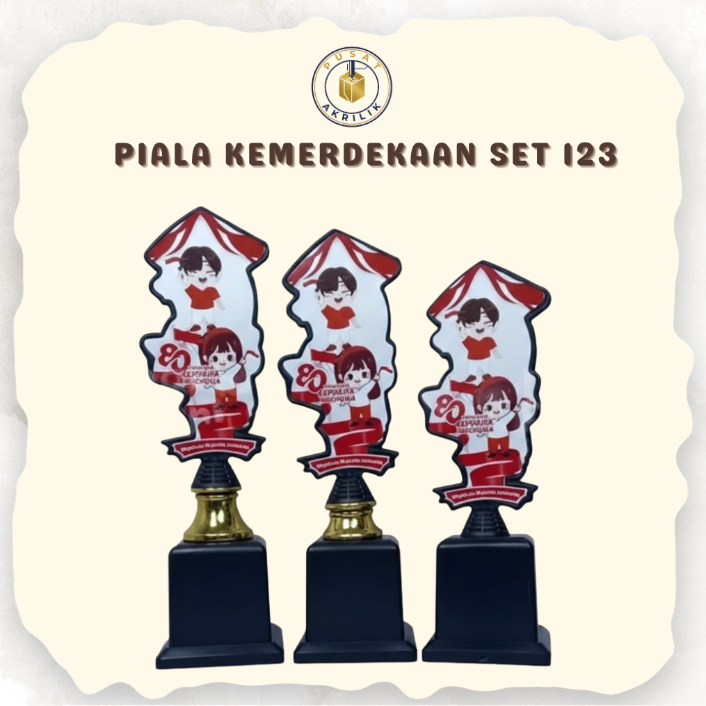 PIALA PLASTIK KEMERDEKAAN SET 123 ( MODEL 1 ) -PIALA AGUSTUSAN- PIALA KEMERDEKAAN - PIALA SET 123 -P