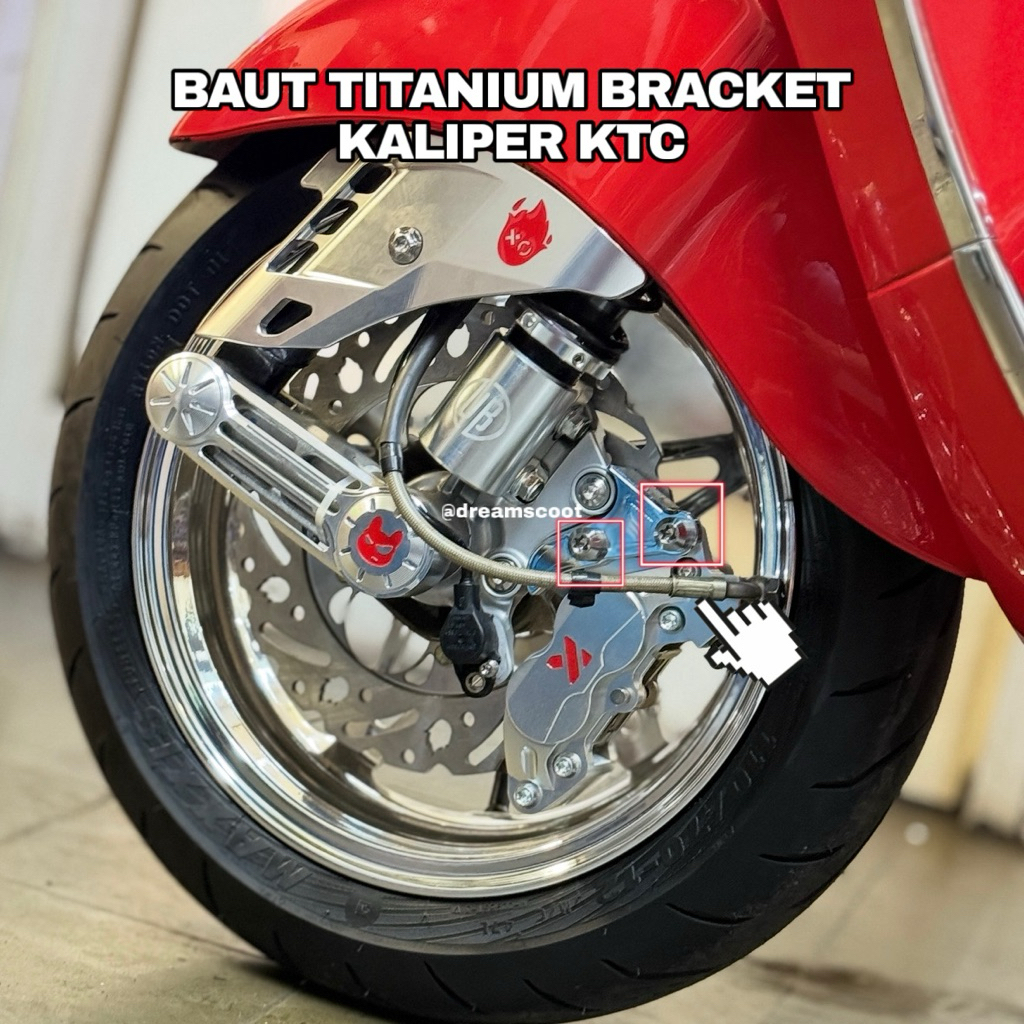 Baut Titanium Bracket Kaliper KTC Titanium Vespa Matic Vespa Sprint Vespa Primavera Baut Kaliper Bra