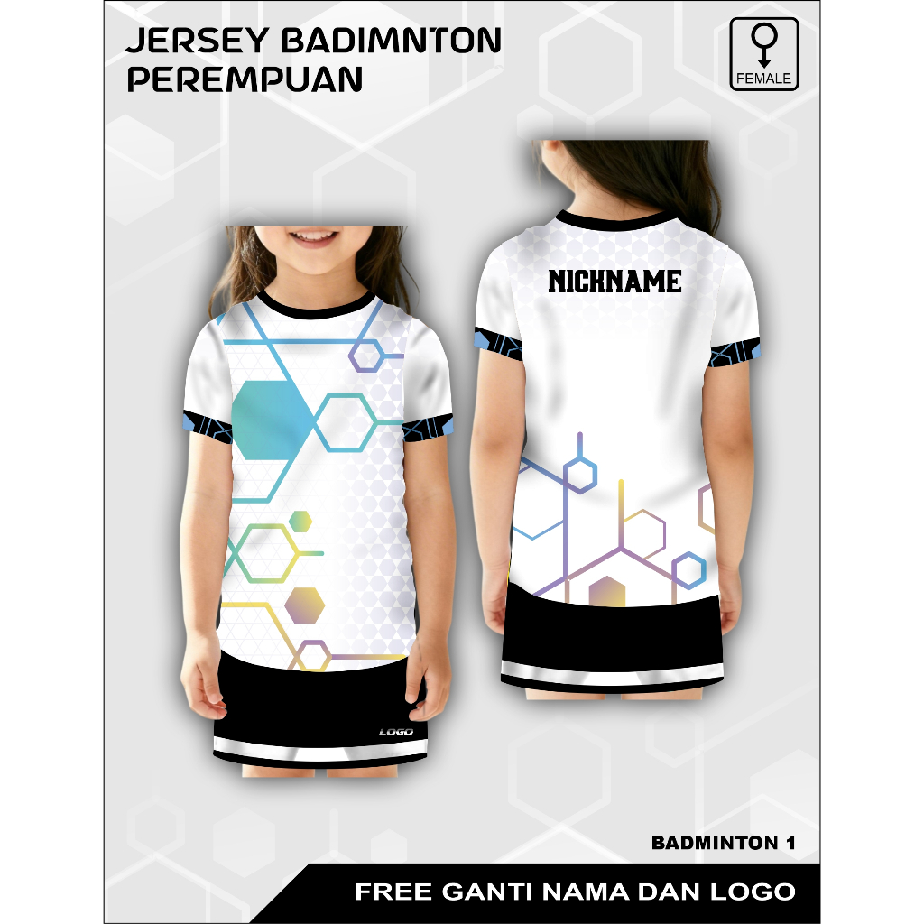 Setelan rok jersey badminton anak perempuan baju olahraga outdor cewek free custom
