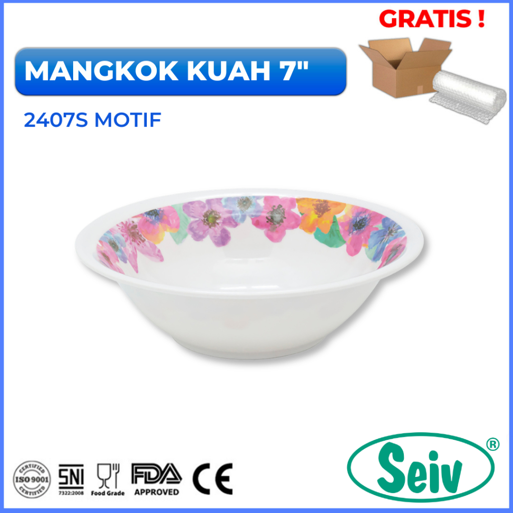 Mangkok Makan Onyx Seiv Melamin 7 inch - 2407S Motif