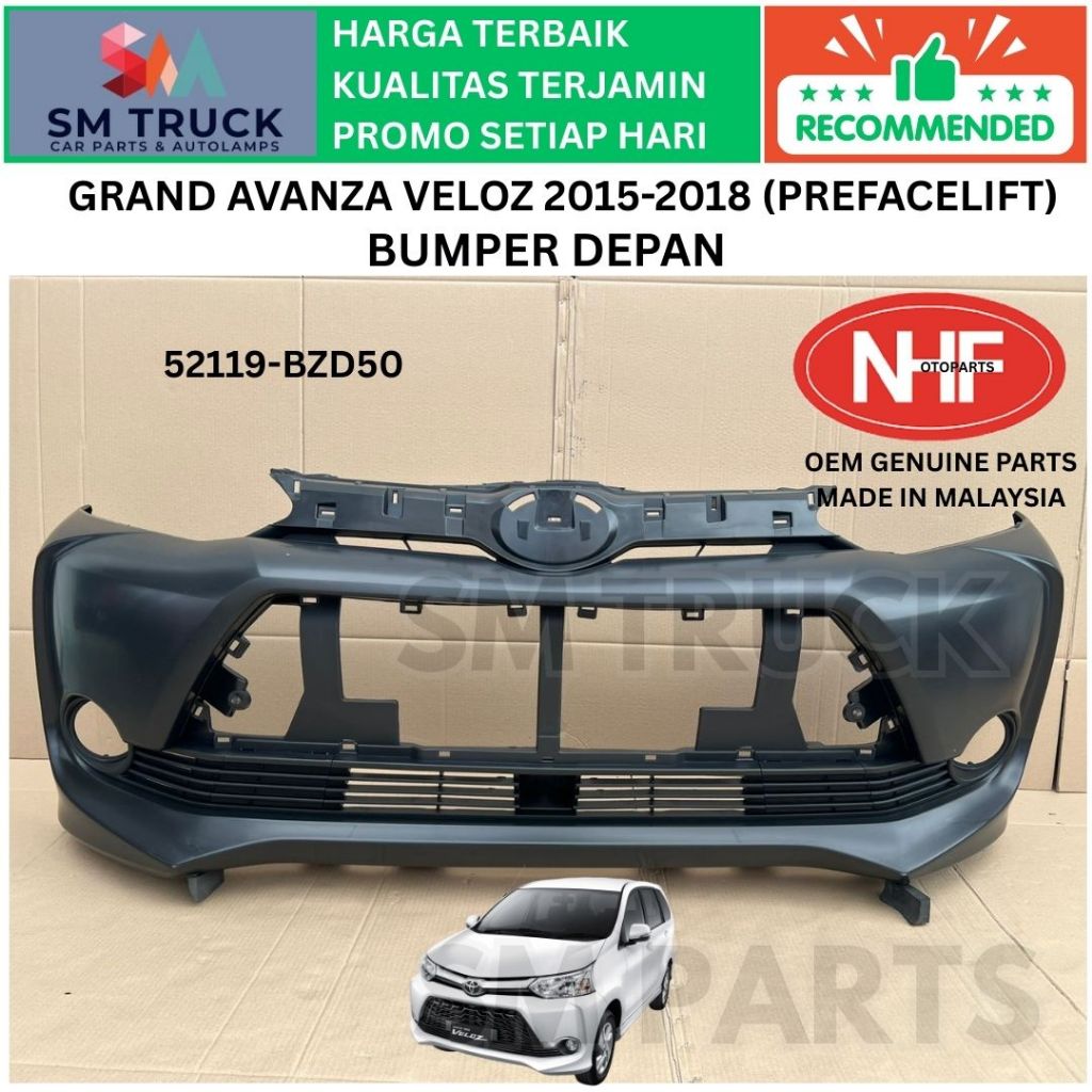 BUMPER BEMPER DEPAN GRAND AVANZA VELOZ 2015 2016 2017 2018 2019 BARU IMPORT OEM 52119-BZD50