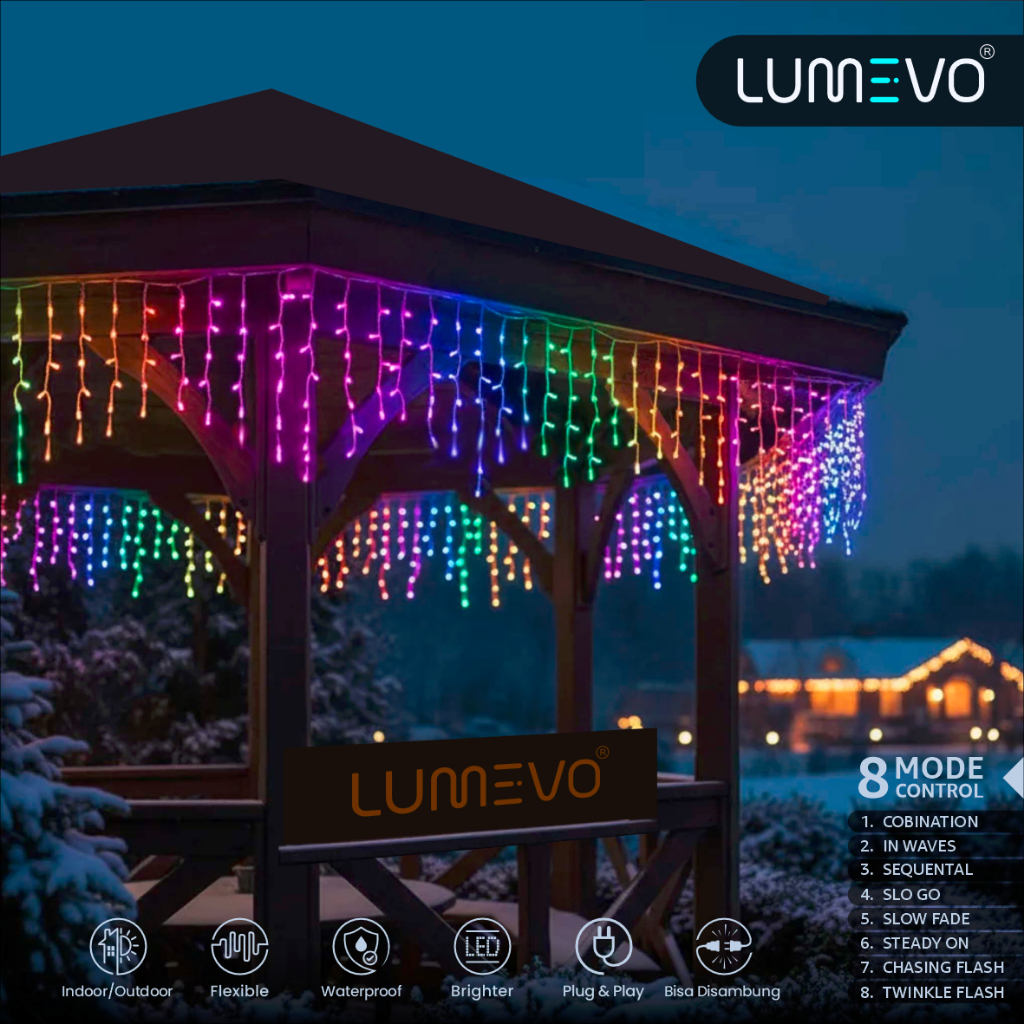 Lampu Hias Dekorasi LED twinkle tumblr waterproof model gantung tirai rumbai dekorasi cafe restoran 