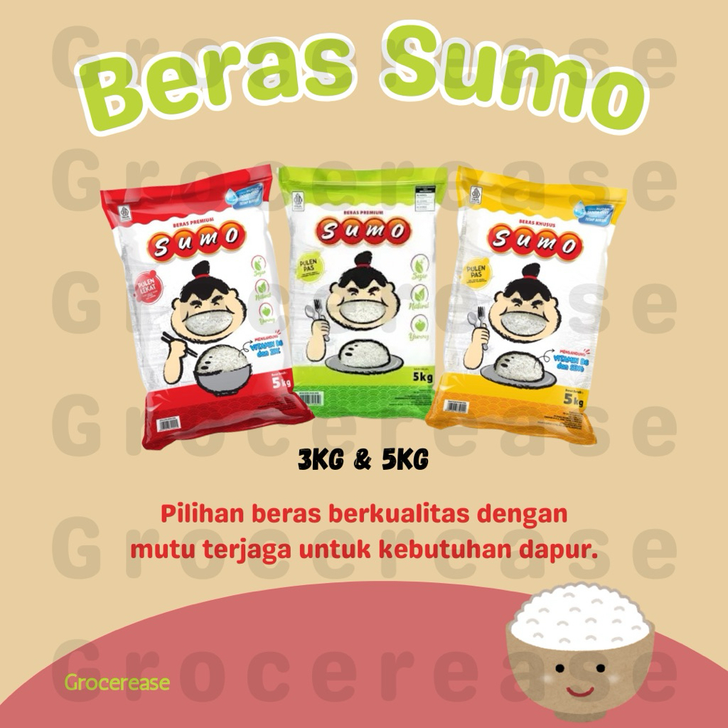[ BISA GOSEND ] Beras Sumo Premium Merah / Hijau / Kuning 3KG / 5KG Kualitas Super Instant only - Go