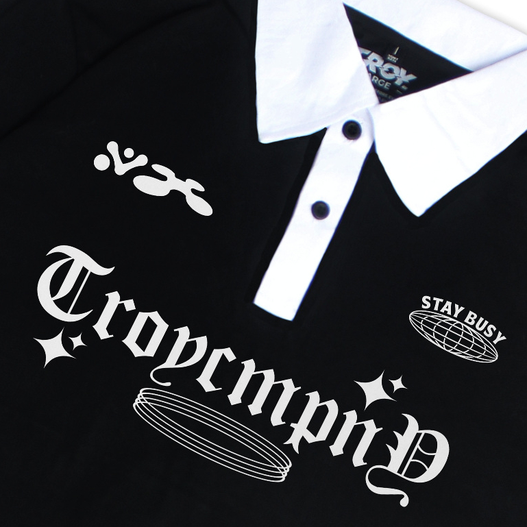 Troy Company Wangky Polo Shirt Black White Luxuria - Kaos Polo Pria Hitam Putih WKD 2900