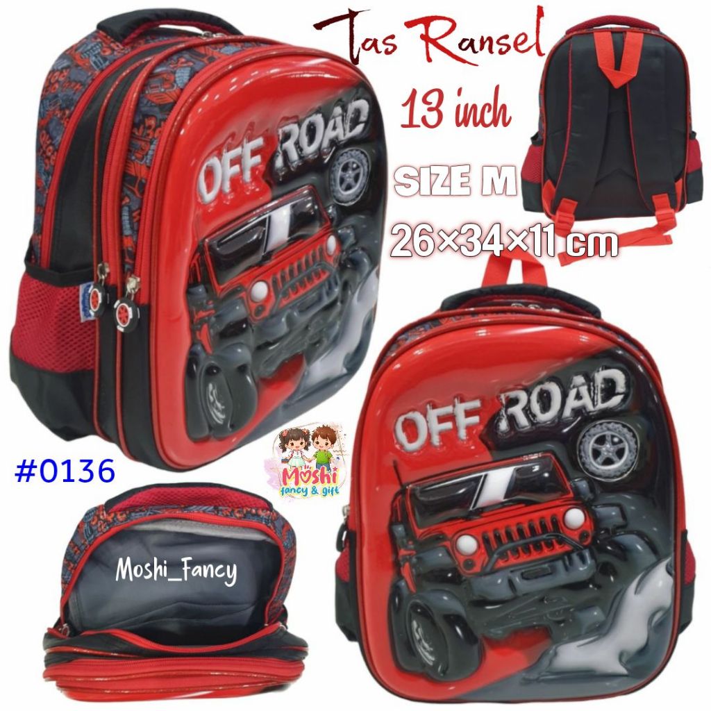 Tas Mobil Anak Laki-Laki TK / Tas Sekolah Ransel Anak Laki-Laki Motif Mobil Jeep size M / Tas Mobil 