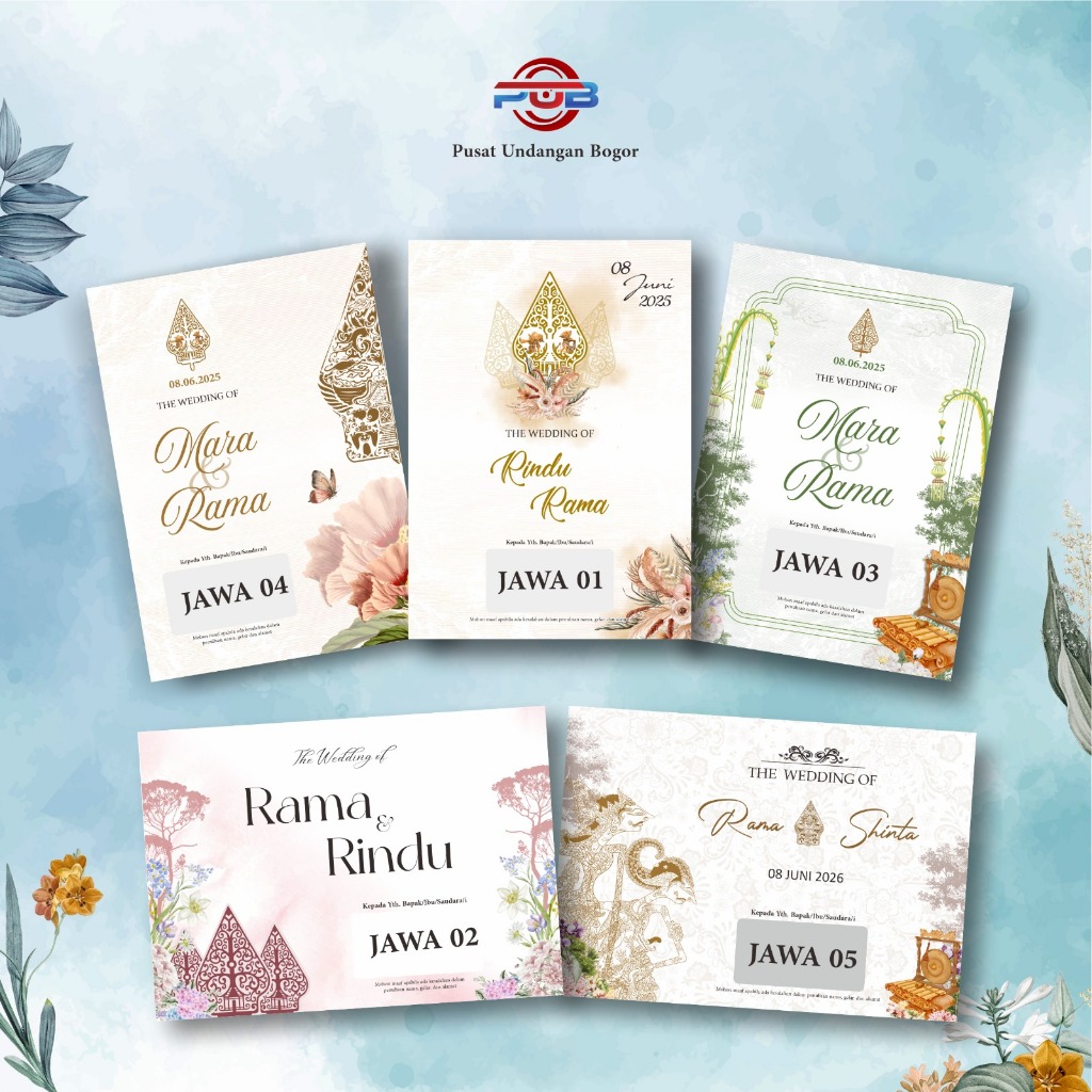[ 100 PCS ]  Undangan Pernikahan Jawa Desain Wayang Modern, Banyak Bonus, Revisi Bebas