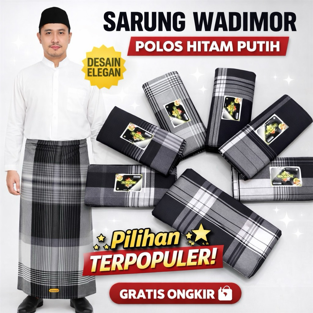 Sarung Wadimor Hitam Putih | Sarung Wadimor Corak