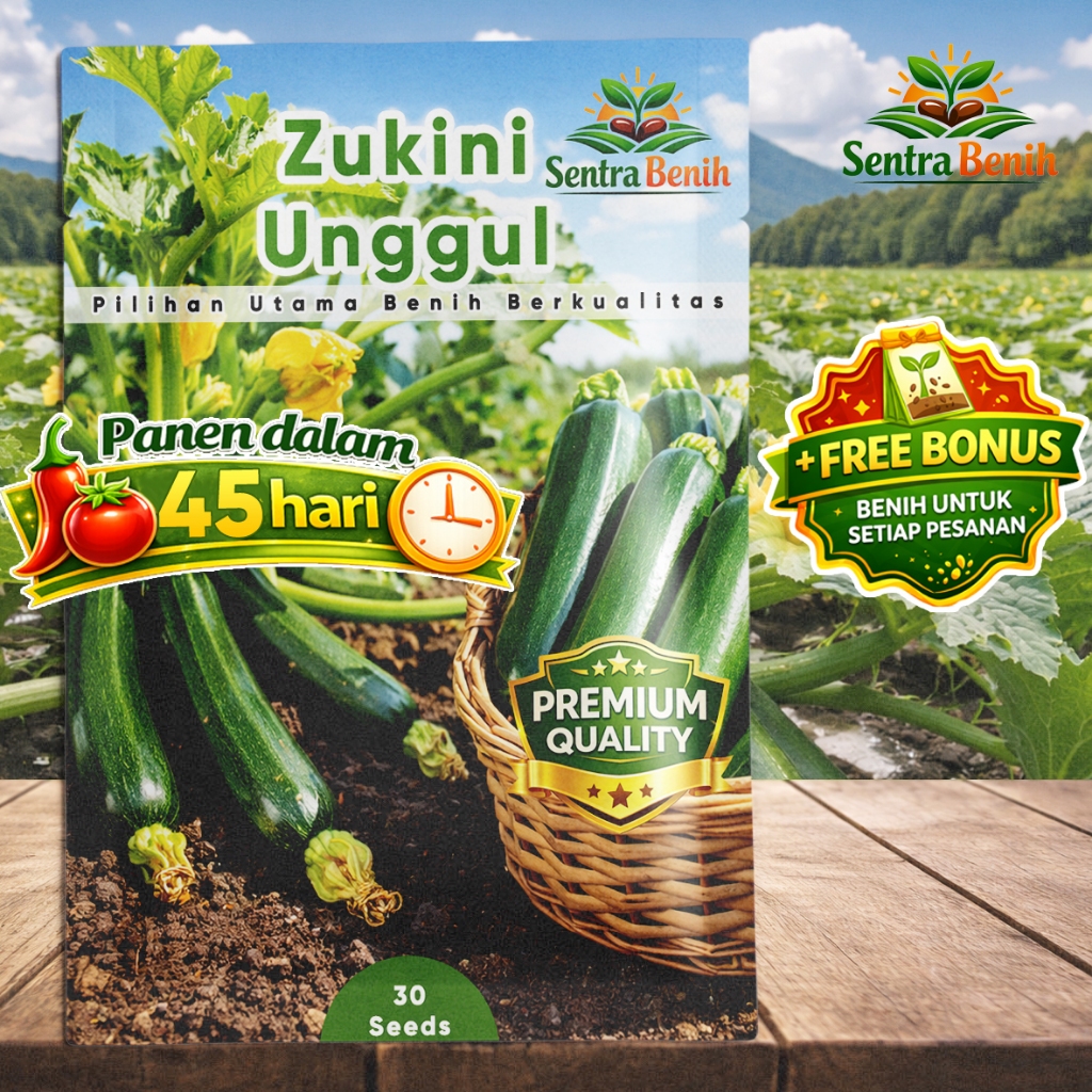 [KEMASAN PABRIK] Benih Bibit Zukini Unggul  isi 30  Super / Biji Sayuran Timun Zukini
