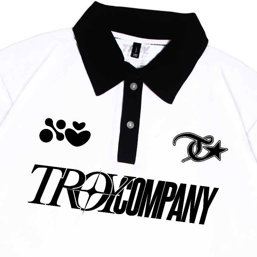 Troy Company Polo Wangky Tshirt White Black Buzee - Kaos Kerah Putih Hitam WKD 3275