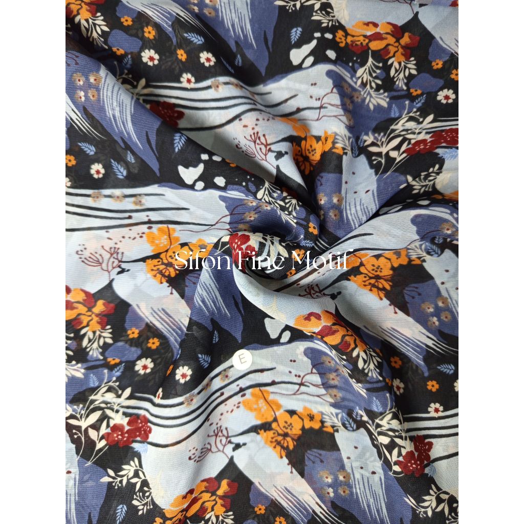 Kain Bahan Sifon Fine Motif 115cm (UNTUK KERUDUNG)