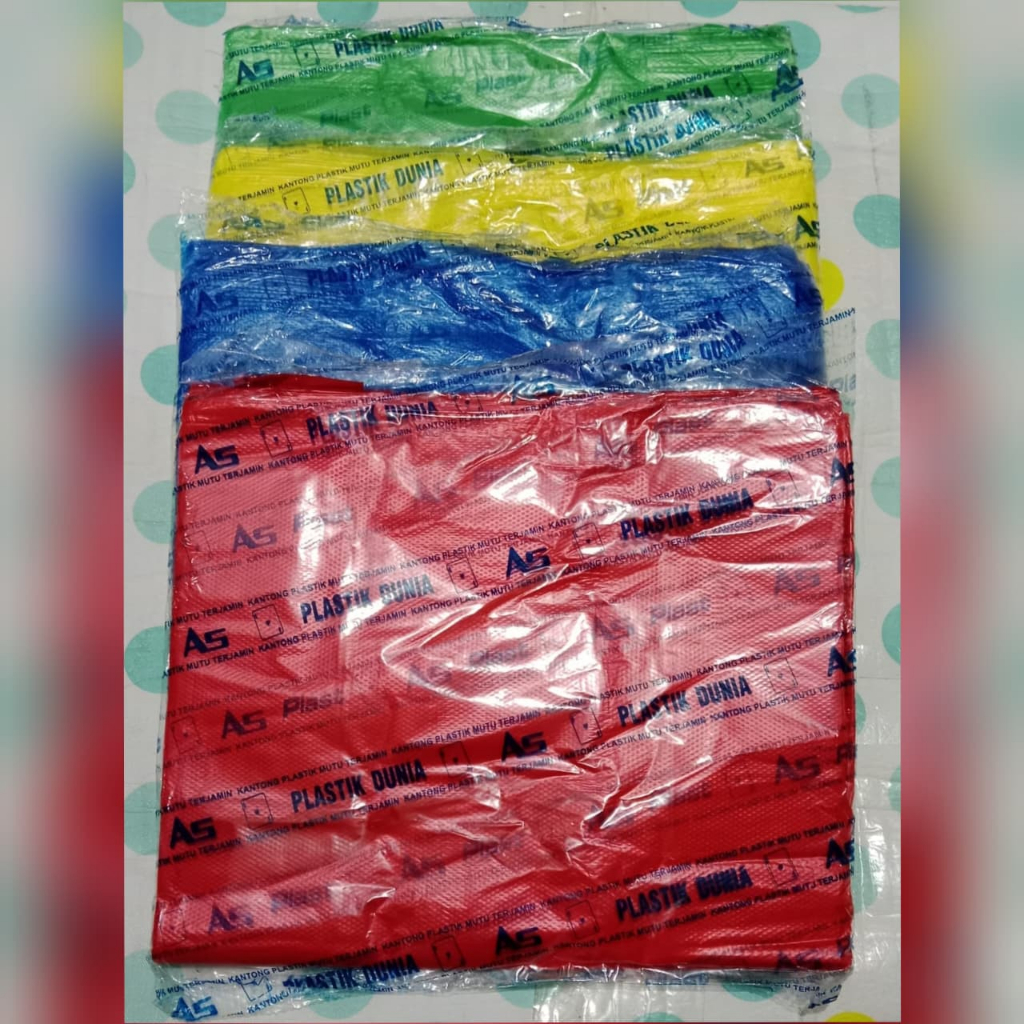 MERK DUNIA KANTONG PLASTIK UK 28X48 RANDOM KRESEK MERK DUNIA / PLASTIK KRESEK UKURAN 28X48 WARNA RAN