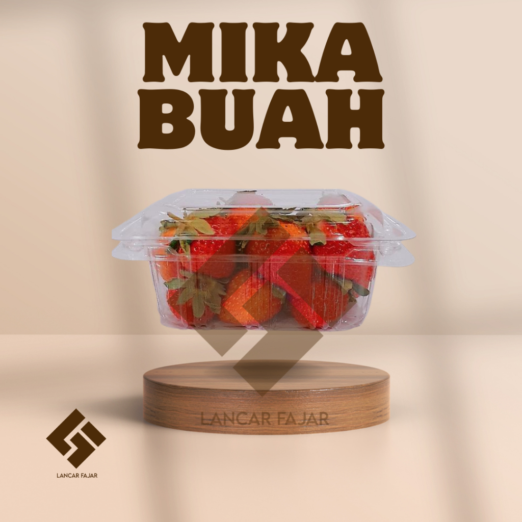 Mika Fruit Box Buah Strawberry 500 gram isi 50 biji | Mika STR-BR Kotak Mika Strawberry / Mika Straw