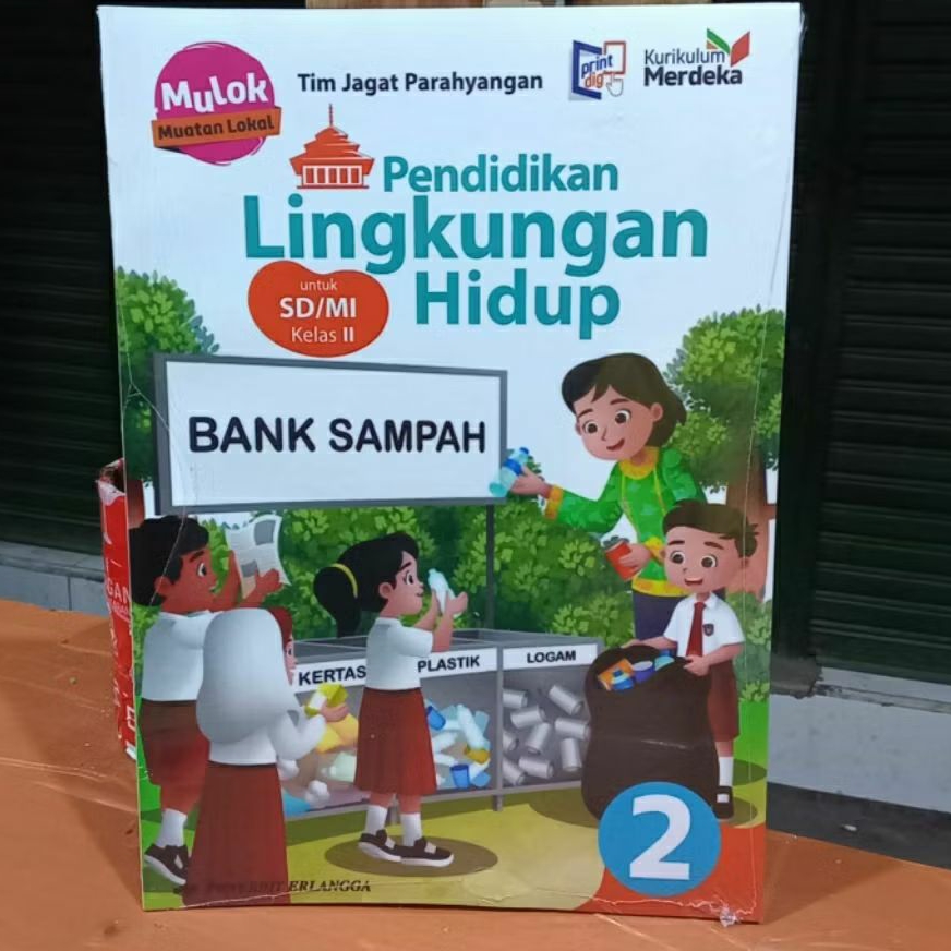 Buku pelajaran PLH untuk SD Mi kelas 2 kurikulum Merdeka penerbit Erlangga