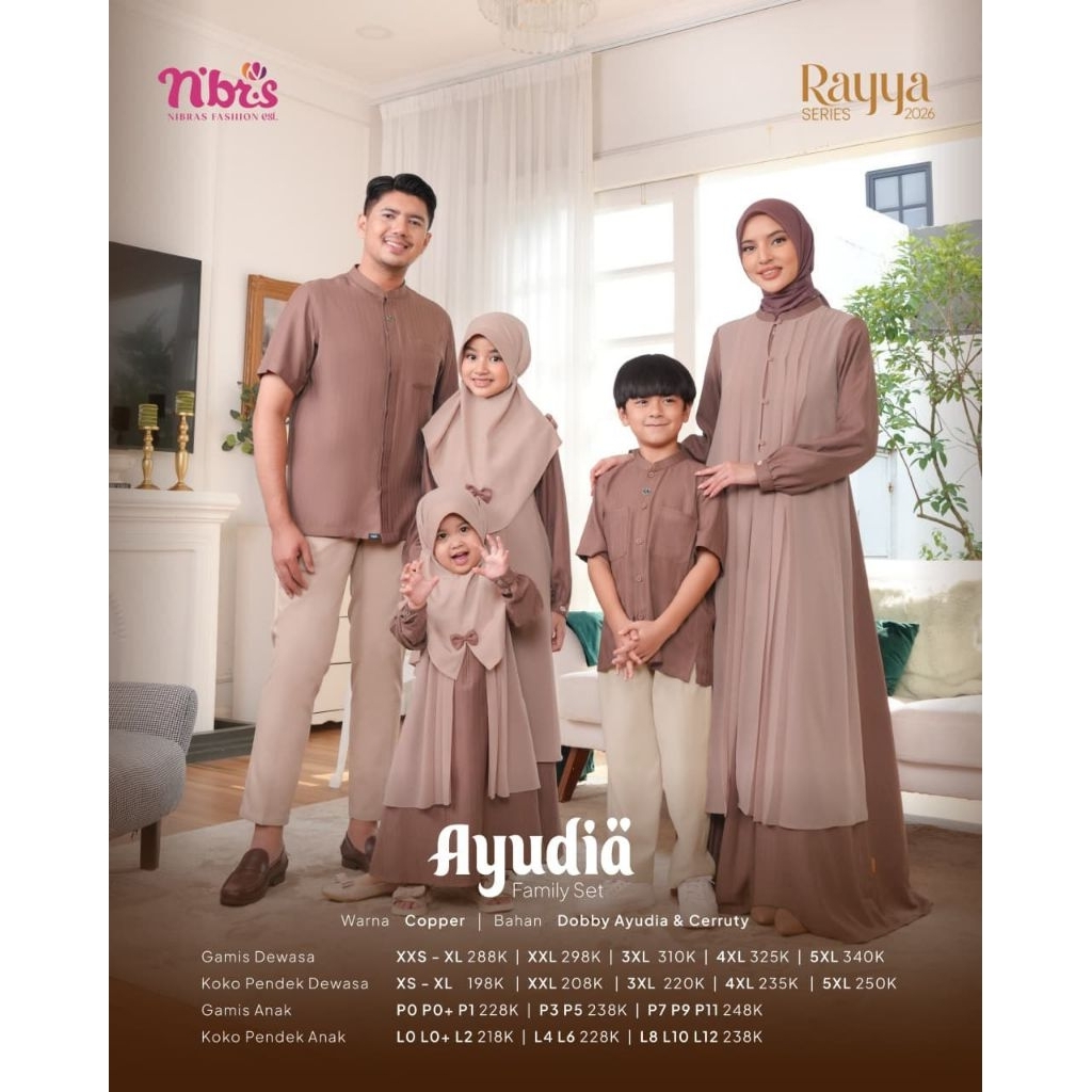 BUSANA MUSLIM TERBARU SARIMBIT NIBRAS 2026 FAMILY SET AYUDIA COPPER ORI