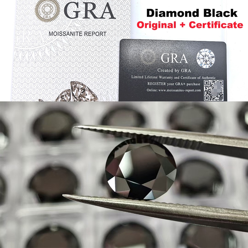 batu permata Berlian hitam / diamond black Moissanite original + sertifikat