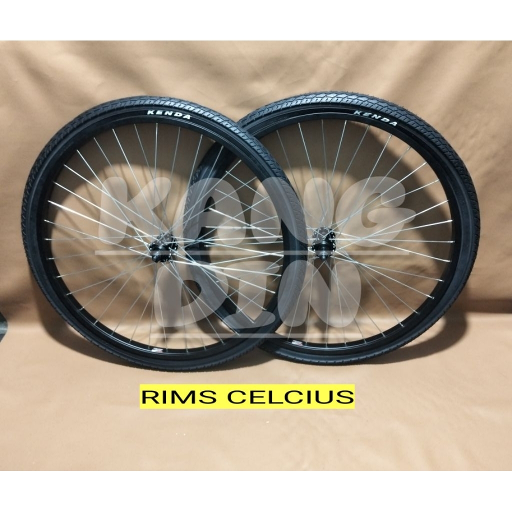 Wheelset Velg Sepeda 24 GUNUNG, MTB, FEDERAL Rims Alloy Hub Besi Model Drat Ulir Set Ban Luar Dalam 