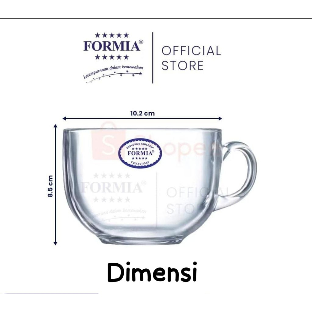 Formia Jumbo Cup / Cangkir Gelas Gagang Bahan Kaca Bening / Gelas Bertangkai 500ml / Tahan Panas Din