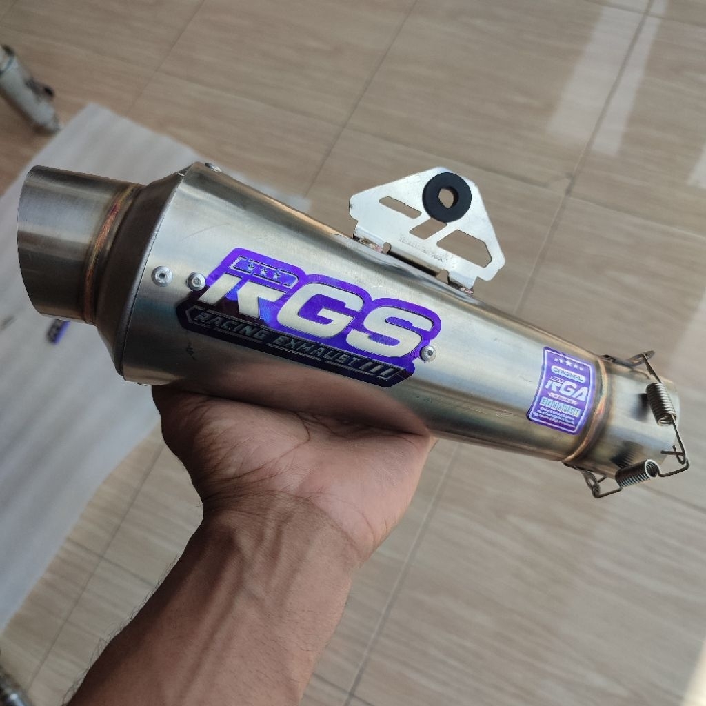 SLINCER KNALPOT RGS FANTERA ORIGINAL INLET 50 EMBLEM COATING BLUE TIPE KERUCUT SARANGAN SETENGAH DAN