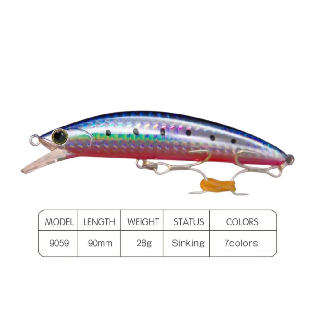 UMPAN PANCING LURE CASTING LURE FACTORY SINKING MODEL 9059 9CM/28GR MINI SO-RUN