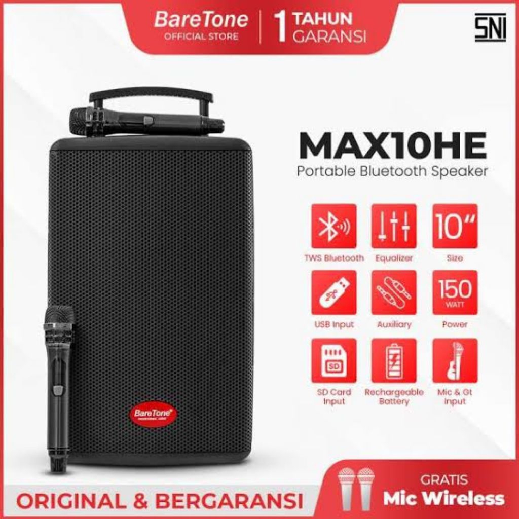 Baretone max10HE original speaker 10 inch garansi