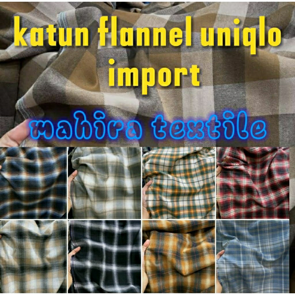 kain katun flannel uniqlo import//kain flannel kotak-kotak//kain atasan//kain kemeja//kain dress//ga