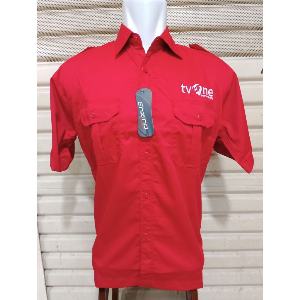 Kemeja TVONE Viva Seragam tvOne Merah Pendek