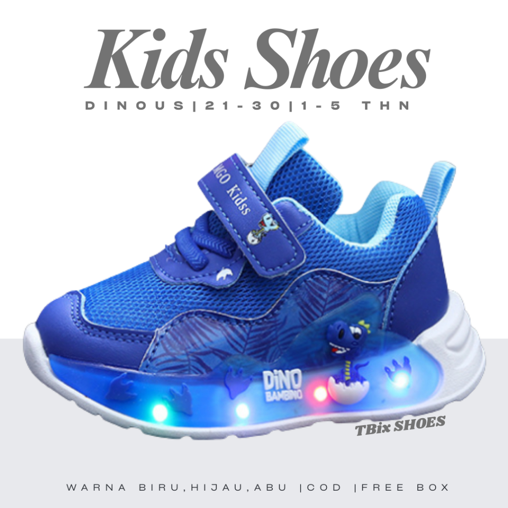 [Tokobig] Import Shoes Dinous Sepatu LED Anak Laki-Laki Sneakers Anak Laki-Laki Import Size 21-30 Us