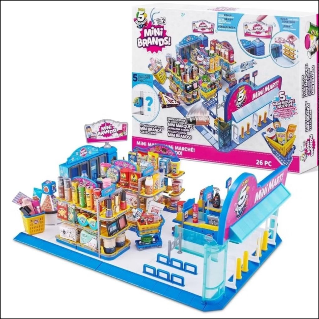 Miniature Set Miniatur Zuru Mini Brands MiniMart Food Court Playset Display Supermarket Toko Outlet 