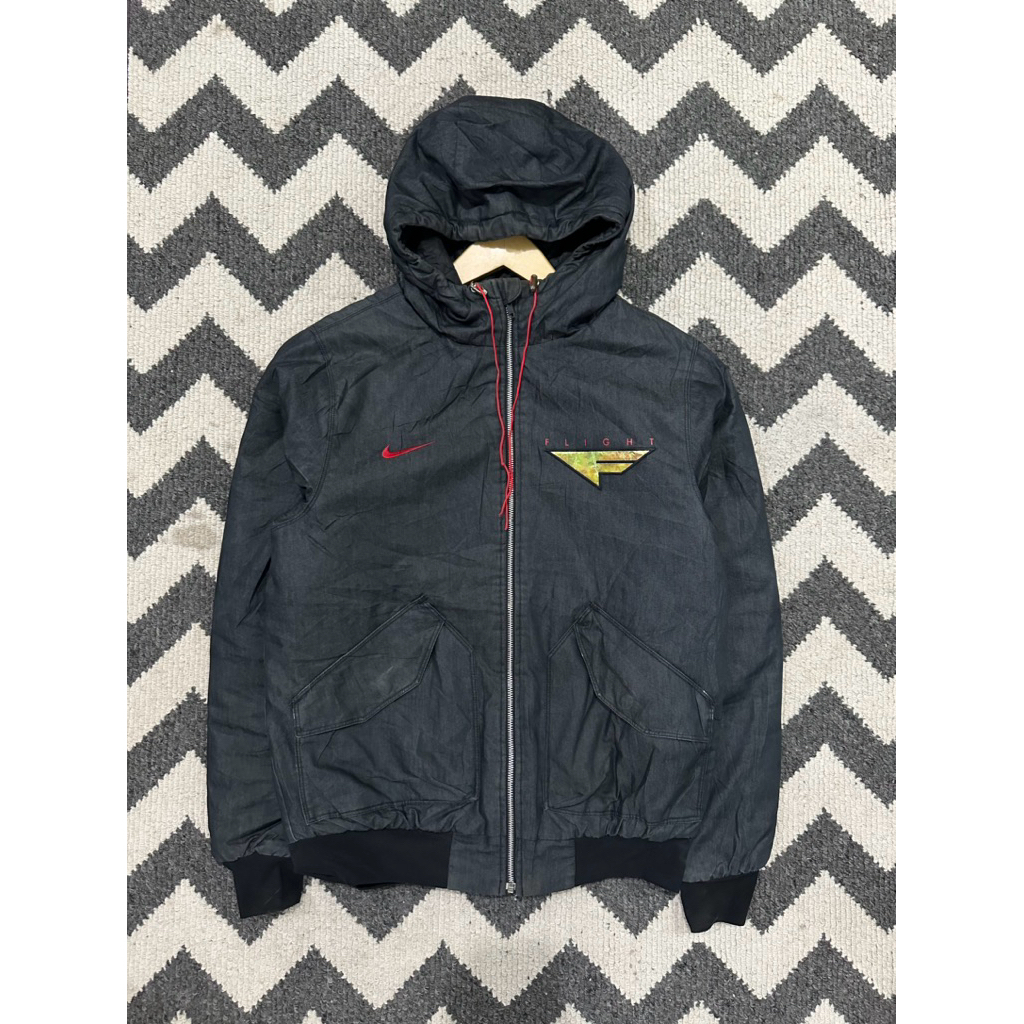 Vintage Nike Flight Quilted Bomber Jacket Retro L Y2K Jordan