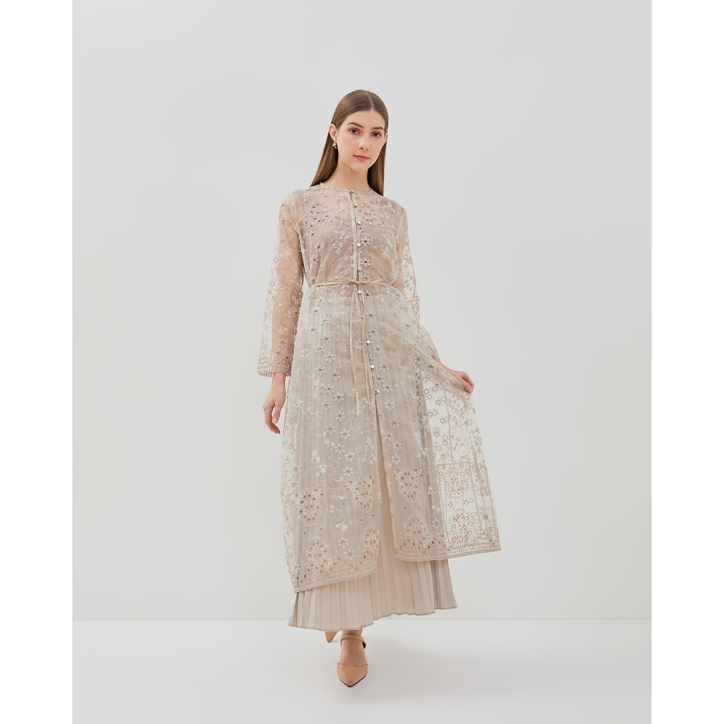 VALINO Gamis Cream Motif Wanita - D-ECEK09-C1
