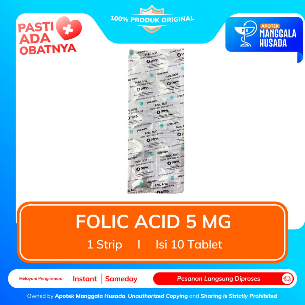 FOLIC ACID / ASAM FOLAT 5 MG PER STRIP ISI 10 KAPLET