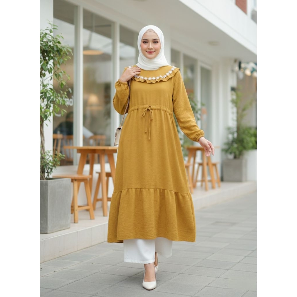 Long Tunik Crincle Premium Murah Terbaru | Long Tunik Wanita Murah | Midi Dress Crincle Premium Mura