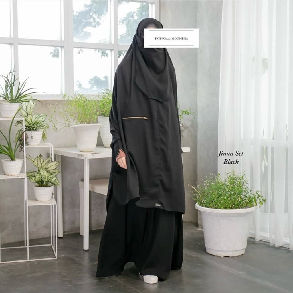 Preloved Fathayaa Gamis Set Khimar Zipper Berlengan