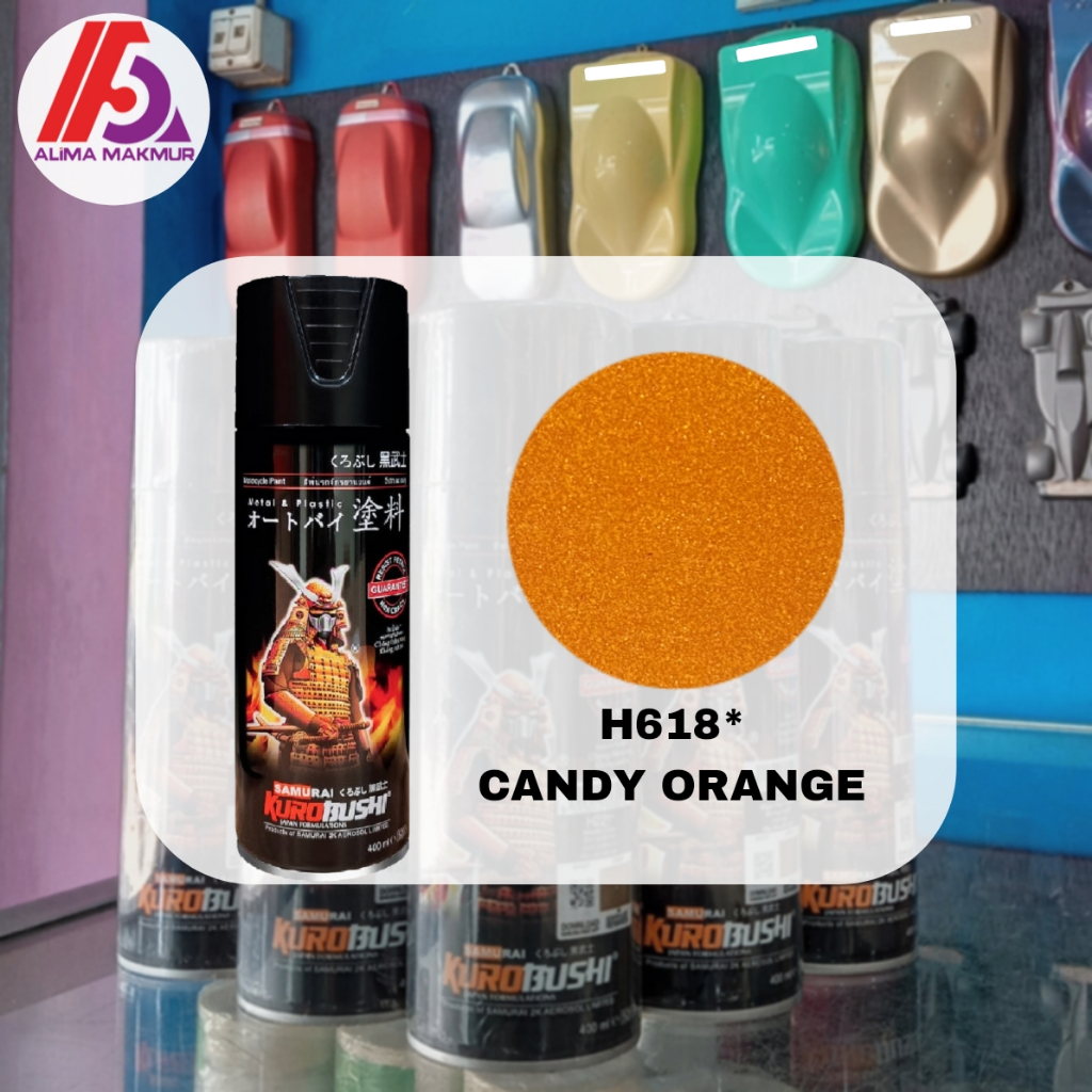 Samurai H618 Candy Orange 400ml / Pilok Samurai Candy Orange / Pilok Candy Orange / Cat Semprot Cand