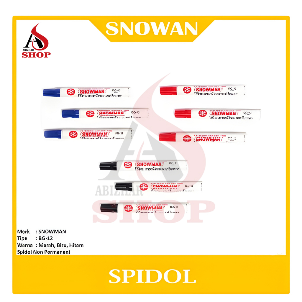 SNOWMAN Spidol Whiteboard BG-12 Tahan Lama Bisa Dihapus Biru Hitam (1 Pack)
